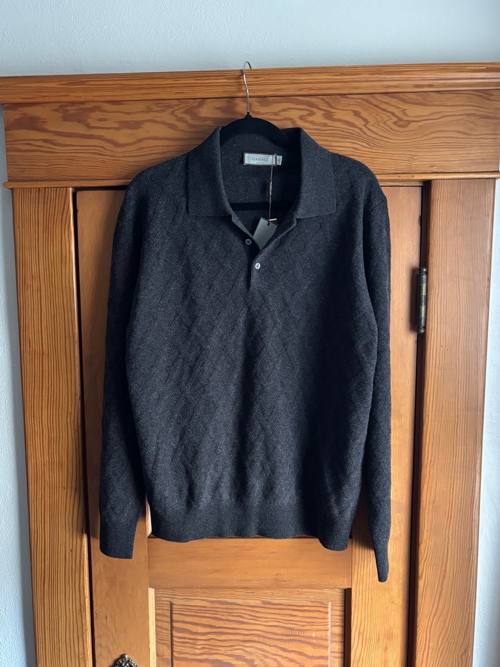 Canali Wool Polo Sweater in Gray Size 52 NWT